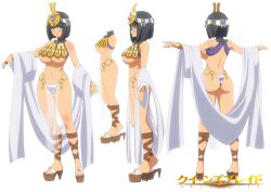  1girl black_hair blue_eyes breasts high_heels highres large_breasts menace_(queen&#039;s_blade) navel queen&#039;s_blade revealing_clothes underboob 
