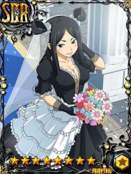  1girl black_hair breasts cleavage dress fairy_tail large_breasts long_hair minerva_orlando official_art 