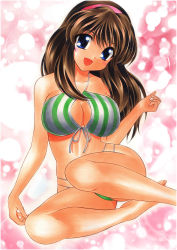  1girl bikini blush breasts cleavage dead_or_alive highres hitomi_(doa) smile solo swimsuit tecmo  rating:Sensitive score:8 user:Furio