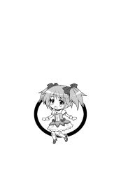 10s bow colonel_aki corrupted_metadata dress greyscale hair_bow hair_ribbon highres kaname_madoka mahou_shoujo_madoka_magica mahou_shoujo_madoka_magica_(anime) monochrome ribbon short_twintails solo soul_gem twintails rating:Questionable score:3 user:danbooru