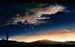  9210 cloud landscape letterboxed original power_lines scenery sky star_(sky) sunset  rating:General score:11 user:danbooru