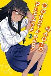 cover cover_page glasses ijiranaide_nagatoro-san long_hair manga_cover nagatoro_hayase nerdy_girl&#039;s_story school_uniform skirt_hold