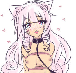  10s 1girl anastaysia_aliapoh_(tinyqote) animal_ears aqua_eyes arms_at_sides artist_name bdsm blue_eyes blush bondage bound breasts cat_ears cat_girl collar drill_hair eyelashes facial_mark female_focus final_fantasy final_fantasy_xiv head_tilt heart leash long_hair looking_at_viewer miqo&#039;te mole mole_under_eye nude open_mouth original pink_hair portrait saliva signature simple_background solo tears tinyqote tongue tongue_out twin_drills upper_body wavy_hair white_background 