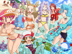  00s 2boys 5girls adjusting_clothes adjusting_swimsuit androgynous barefoot beach bikini blue_hair breast_hold breast_press breasts bugsy_(pokemon) cabbie_hat casual_one-piece_swimsuit clair_(pokemon) clothes_theft corsola covering_breasts covering_privates creatures_(company) day dugtrio elite_four frilled_bikini frills game_freak gen_1_pokemon gen_2_pokemon gym_leader halterneck hat jasmine_(pokemon) karen_(pokemon) krabby long_hair lyra_(pokemon) marill medium_breasts multiple_boys multiple_girls navel nintendo octillery one-piece_swimsuit pink_hair pokemoa pokemon pokemon_(anime) pokemon_(creature) pokemon_hgss remoraid sand_sculpture sarong shellder side-tie_bikini_bottom silver_(pokemon) spread_legs staryu swimsuit swimsuit_theft tentacool theft topfreedom topless totodile trap two_side_up visor visor_cap wet whitney_(pokemon) wooper  rating:Questionable score:174 user:Fushigisou