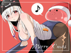 1girl :3 animal_hat arm_guards artist_request ass assassin assassin_(ragnarok_online) bandages bent_over blob blush blush_stickers breasts brown_pantyhose cat_hat christmas covered_erect_nipples curvy embarrassed english_text framed frown gauntlets gem hanging_breasts hat jewelry long_hair looking_at_viewer musical_note necklace no_bra no_panties pantyhose pendant poring ragnarok_online red_eyes santa_hat sitting slime_(creature) solo submission thought_bubble white_hair wrapped rating:Questionable score:19 user:danbooru