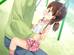 1boy 1girl age_difference atarashii_digital_camera_wo_katta blush brown_eyes brown_hair clothed_sex father_and_daughter flat_chest game_cg hair_ornament hetero implied_sex incest loli moeka_(atarashii_digital_camera_wo_katta) open_mouth original playground polka_dot polka_dot_skirt sexually_suggestive sitting sitting_on_lap sitting_on_person skirt sol-fa-soft stealth_sex straddling swing twintails upright_straddle yoshida_seiji rating:Questionable score:947 user:Aurora_
