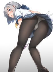 10s 1girl ass bad_id bad_twitter_id bent_over black_pantyhose commentary_request hamakaze_(kancolle) highres kantai_collection kyuuso_inukami loafers panties panties_under_pantyhose pantyhose school_uniform serafuku shoes short_hair silver_hair sketch solo underwear upskirt rating:Questionable score:61 user:danbooru