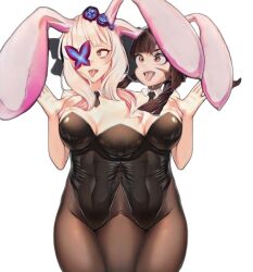  ahegao animal_ears chang&#039;e chang&#039;e_(mobile_legends) conjoined extra_breasts leotard mobile_legends:_bang_bang multiple_girls multiple_heads multiple_legs playboy_bunny rabbit_ears ruby_(mobile_legends) 