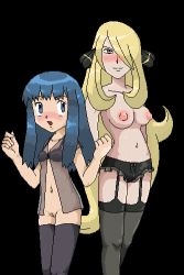 animated animated_gif blinking bloggerman blonde_hair blue_hair bottomless hikari_(pokemon) pokemon shirona_(pokemon) topless rating:Explicit score:23 user:bloggerman