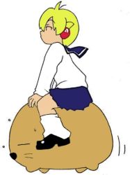  blonde_hair hamster headphones hoguchi inu_neko_jump riding school_uniform yuki_hoguchi  rating:Sensitive score:1 user:shroomiesan