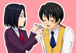  00s 1boy 1girl androgynous blush couple feeding hetero kujou_subaru nuu_hihi sakura_taisen sakura_taisen_v taiga_shinjirou 