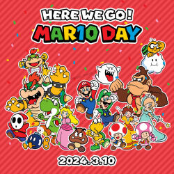  4girls 6+boys blonde_hair blue_dress blue_eyes bob-omb boo_(mario) bowser bowser_jr. brooch brown_hair claws donkey_kong donkey_kong_(series) dress earrings facial_hair flower_earrings gloves goomba grin hair_over_one_eye hand_up hat highres horns jewelry koopa_troopa lakitu long_hair looking_at_viewer luigi mario mario_(series) mask multiple_boys multiple_girls mustache nintendo one_eye_closed orange_dress overalls pink_dress princess_daisy princess_peach puffy_short_sleeves puffy_sleeves red_eyes red_hair rosalina short_sleeves shy_guy smile spikes toad_(mario) toadette tomboy tongue tongue_out wand wink yoshi 