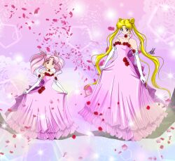  anello81 bishoujo_senshi_sailor_moon chibi_usa commission dress gown highres petals tsukino_usagi white_background  rating:General score:5 user:Submissive_neko_man