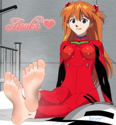  2girls ayanami_rei barefoot bdsm bed blue_eyes body_writing bodysuit breasts bright_pupils crossed_ankles domination english_text excited feet feet_together femdom foot_focus foot_on_back footstool hair_ornament happy human_furniture humiliation long_hair long_toenails looking_at_viewer medium_breasts multiple_girls neon_genesis_evangelion on_bed orange_hair out_of_frame pilot_suit plugsuit red_bodysuit sitting smile soles souryuu_asuka_langley steam sweat sweatdrop teasing toenails toes tsundere twintails white_bodysuit writing 