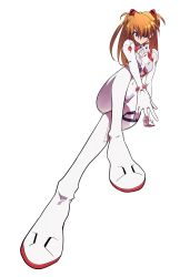 1girl absurdres ass blue_eyes bodysuit breasts brown_hair crossed_legs evangelion:_3.0+1.0_thrice_upon_a_time eyepatch highres lips long_hair neon_genesis_evangelion perspective pilot_suit plugsuit rebuild_of_evangelion simple_background sitting skin_tight solo souryuu_asuka_langley tsundere two_side_up very_long_hair white_background white_bodysuit wide_hips yas  rating:Sensitive score:7 user:fakyuh