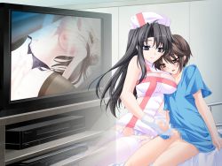 1boy 1girl age_difference bed black_hair blue_eyes blush bottomless breasts brown_hair censored cleavage cleavage_cutout clothing_cutout doutei_clinic game_cg garter_belt garter_straps gloved_handjob gloves handjob happy_sex hat hetero hospital_bed indoors large_breasts latex latex_gloves long_hair masturbation medical miniskirt mosaic_censoring nipples nurse on_bed panties patient penis pornography sex shaku_natsuki short_hair shota sitting skirt smile sweat television thighhighs underwear rating:Explicit score:189 user:27th