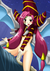  censored cum duel_monster hat highres long_hair pink_hair red_eyes sex tech_genus_wonder_magician twintails wings witch_hat yu-gi-oh! yu-gi-oh!_5d&#039;s yuu-gi-ou yu-gi-oh!_duel_monsters  rating:Explicit score:20 user:demonlink583