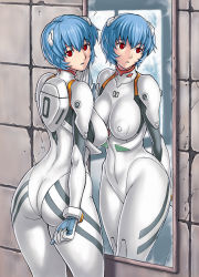 1girl ass ayanami_rei bakuretsu_fusen blue_hair breasts curvy covered_erect_nipples from_behind hip_focus huge_ass huge_nipples large_breasts looking_back mirror neon_genesis_evangelion nipples plugsuit plump red_eyes short_hair skin_tight solo thick_thighs thighs third-party_edit wide_hips rating:Questionable score:84 user:FutaCocK