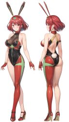  1girl absurdres bodysuit earrings high_heels highres jewelry pyra_(xenoblade) rabbit_ears rabbit_tail red_eyes red_hair side_bangs solo vodka13 xenoblade_chronicles_(series) xenoblade_chronicles_2  rating:Sensitive score:30 user:Moskoto