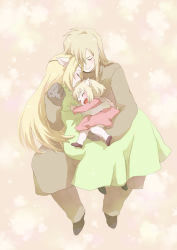  00s 1boy 2girls age_difference animal_ears bad_id bad_pixiv_id blonde_hair cat_ears child cloak couple closed_eyes family father_and_daughter hair_over_one_eye happy hetero holding hug long_hair memusu mother_and_daughter multiple_girls aged_up oversized_limbs smile tengen_toppa_gurren_lagann toufuno tsuuma viral_(ttgl) 