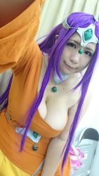  1girl asian breasts chouzuki_maryou cosplay dragon_quest dragon_quest_iv enix large_breasts minea_(dq4) minea_(cosplay) photo_(medium) plump purple_hair solo 