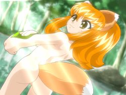  1girl animal_ears animated animated_gif ass back brabustersystem game_cg leaf maragaike_no_okurimono orange_hair solo standing tail uncensored yellow_eyes  rating:Questionable score:31 user:blkbaal