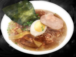  bowl egg_(food) food food_focus meat mituki no_humans noodles nori_(seaweed) original pork ramen softboiled_egg sparkle steam 