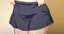  1girl animated animated_gif black_skirt clothes_pull navel panties pulled_by_self shishunki_no_obenkyou skirt skirt_pull stomach thighs underwear undressing white_panties  rating:Questionable score:82 user:PuttHutt