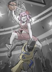  ball basketball basketball_(object) flower lakers nijisanji nijisanji_en pink_hair rage_face rose rosemi_lovelock slam_dunk_(basketball) taroko_ani virtual_youtuber  rating:General score:1 user:Reiji_Takigawa