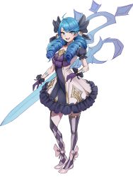 1girl :d absurdres ahoge asymmetrical_legwear black_bow black_dress blue_hair bow collarbone dress drill_hair full_body gloves grey_background grey_dress gwen_(league_of_legends) hair_bow highres holding holding_scissors kiritzugu league_of_legends long_hair looking_at_viewer mismatched_legwear open_mouth oversized_object puffy_short_sleeves puffy_sleeves purple_gloves scissors short_sleeves simple_background smile solo star-shaped_pupils star_(symbol) strapless strapless_dress striped_clothes striped_thighhighs symbol-shaped_pupils teeth thighhighs twin_drills upper_teeth_only vertical-striped_clothes vertical-striped_thighhighs wrist_bow rating:Sensitive score:20 user:danbooru