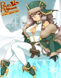  1girl agawa_ryou ankle_boots arms_at_sides artist_name bad_id bad_tumblr_id badge batman_(series) black_gloves boots braid breasts brown_hair button_badge buttons cleavage coat commentary_request dc_comics earflap_hat fingernails front_braid fur-trimmed_boots fur-trimmed_coat fur_hat fur_trim glasses gloves green_footwear gun hair_over_shoulder handgun hat heart heart-shaped_pupils high_heel_boots high_heels holster ice knees_together_feet_apart lapel_pin large_breasts long_fingernails long_hair looking_to_the_side pants pince-nez pistol pocket_watch red_eyes round_eyewear sharp_fingernails shirt sitting sleeveless sleeveless_shirt snowflakes snowing soldier solo symbol-shaped_pupils thigh_holster twin_braids ushanka watch watermark weapon web_address white_pants white_shirt winter_clothes winter_coat  rating:Sensitive score:25 user:danbooru