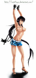 armpits bdsm bondage breasts clenched_teeth highres ikkitousen kan&#039;u_unchou long_hair long_image reptileye skirt tall_image topless whip_marks whipping wink rating:Explicit score:22 user:DartAnyan