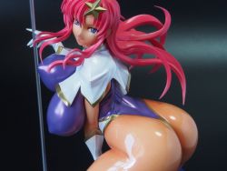 1girl arched_back ass bent_over blue_eyes blush bouncing_breasts breasts covered_erect_nipples curvy female_focus figure gloves gundam gundam_seed gundam_seed_destiny hair_ornament highleg highres hip_focus huge_ass huge_breasts impossible_clothes large_breasts leotard long_hair looking_at_viewer looking_back meer_campbell open_mouth photo_(medium) pink_hair pole purple_leotard shiny_clothes shiny_skin skin_tight smile solo star_(symbol) star_hair_ornament thick_thighs thighs thong_leotard unaligned_breasts white_gloves rating:Explicit score:20 user:fakyuh