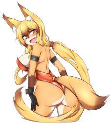 1girl animal_ears ass fox_ears fox_girl fox_tail furry furry_female highres leotard original otinyanko simple_background solo tail white_background rating:Questionable score:10 user:buster2222