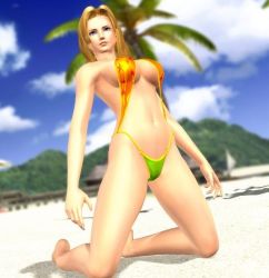 3d beach blonde_hair breasts dead_or_alive dead_or_alive_xtreme_beach_volleyball kneeling large_breasts official_art palm_tree swimsuit tecmo tina_armstrong tree rating:Questionable score:20 user:jojosstand