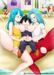  3boys 3girls age_difference ahzuik anal anal_object_insertion aqua_eyes aqua_hair artist_request assisted_exposure bald bar_censor barefoot beach beard belt black_hair blouse blue_male_swimwear blue_swim_trunks blunt_bangs blush breasts breasts_out brown_footwear bulma censored chi-chi_(dragon_ball) clenched_teeth crotch_cutout day dildo door double_insertion dragon_ball erection facial_hair facing_viewer female_masturbation ffm_threesome flip-flops flower_pot functionally_nude grass group_sex hair_bun hair_intakes half-closed_eyes hetero highres house kame_house kuririn looking_at_another looking_at_penis male_swimwear maron_(dragon_ball) masturbation matching_hair/eyes mature_female medium_breasts mosaic_censoring multiple_boys multiple_girls multiple_insertions muscular muscular_male mustache muten_roushi object_insertion old old_man one-piece_swimsuit one_breast_out outdoors palm_tree pants parted_bangs penis_out plant pointless_censoring potted_plant pussy pussy_juice sandals sex_toy shirt short_hair_with_long_locks shota single_hair_bun smile son_gohan source_request spread_legs sunglasses swim_trunks swimsuit teeth threesome torn_clothes torn_pants torn_swimsuit tree vaginal vaginal_object_insertion vibrator white_facial_hair white_shirt window yellow_one-piece_swimsuit  rating:Explicit score:165 user:Ahziuk