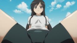 00s 1girl animated animated_gif arms_behind_back bad_aspect_ratio bike_shorts black_hair blue_sky blush cloud cloudy_sky crotch exercising foreshortening from_below frown gym_uniform kotegawa_yui legs_up long_hair looking_at_viewer outdoors shirt sidelocks sitting sky solo spread_legs t-shirt to_love-ru yellow_eyes rating:Questionable score:73 user:lkuroi