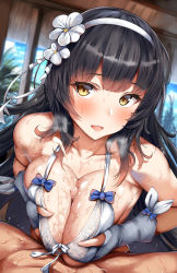 1boy 1girl bad_id bad_pixiv_id bare_shoulders belko bikini black_hair blurry blurry_background blush breasts breasts_squeezed_together censored cleavage collarbone cum cum_on_body cum_on_breasts cum_on_upper_body ejaculation fingerless_gloves flower girls&#039;_frontline gloves hair_flower hair_ornament hairband heavy_breathing hetero highres indoors large_breasts long_hair looking_at_viewer mosaic_censoring official_alternate_costume open_mouth paizuri penis pov sidelocks smile solo_focus sweat swimsuit type_95_(girls&#039;_frontline) very_long_hair white_bikini white_gloves white_hairband yellow_eyes rating:Explicit score:145 user:danbooru