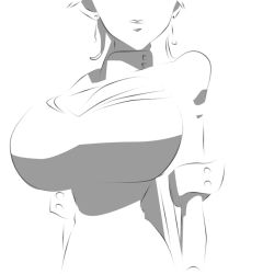  00s animated animated_gif artist_request basquash! bouncing_breasts breasts earrings hand_on_own_hip haruka_gracia head_out_of_frame huge_breasts jewelry large_breasts monochrome  rating:Sensitive score:91 user:Aspada