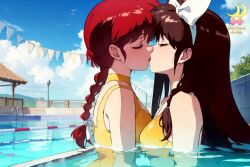  kiss kuonji_ukyou pool ranma-chan ranma_1/2 yuri 