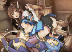  2girls anal anal_fingering animal_ears anklet blue_hair breasts brown_hair cat_ears censored cum cum_overflow fingering group_sex handjob hetero jewelry large_breasts lolita_channel meracle_chamlotte mosaic_censoring multiple_boys multiple_girls nipples penis ponytail rape saionji_reimi sex star_ocean star_ocean_the_last_hope surrounded_by_penises thighhighs torn_clothes vaginal  rating:Explicit score:149 user:Deriol