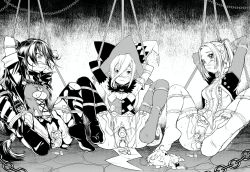 3girls astolfo_(fate) bdsm bondage bound chibi crossover eleanor_hume eudetenis fate_(series) gag gagged improvised_gag magilou_(tales) monochrome multiple_girls namco rope slave sleeping tales_of_(series) tales_of_berseria uncensored velvet_crowe  rating:Explicit score:112 user:Rollypolly1177