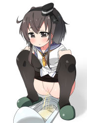 1girl black_eyes black_hair black_pantyhose blue_sailor_collar blush clothes_pull female_focus full_body green_footwear kantai_collection long_sleeves looking_down matching_hair/eyes minamimachi_naname neckerchief pantyhose pantyhose_pull peeing pussy sailor_collar shiny_skin shirt short_hair simple_background slippers solo spread_legs squat_toilet squatting textless_version toilet toilet_use tokitsukaze_(kancolle) uncensored white_background white_shirt yellow_neckerchief rating:Explicit score:17 user:AngryZapdos