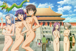 5girls absurdres blush breasts cleft_of_venus hayate_no_gotoku! highres long_hair multiple_girls nipples nude nude_filter outdoors pussy tagme third-party_edit uncensored zenra rating:Explicit score:40 user:spotless