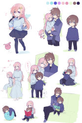  2boys 2girls absurdres blue_dress blue_eyes book brother_and_sister brown_hair couch couple dress family father_and_daughter father_and_son gundam gundam_seed gundam_seed_destiny gundam_seed_freedom hair_ornament haro highres holding husband_and_wife if_they_mated kira_yamato lacus_clyne long_hair microphone mother_and_daughter mother_and_son multiple_boys multiple_girls on_couch open_mouth pants pink_hair purple_eyes shirt short_hair siblings skirt smile soshiki torii_(gundam) 