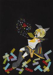  absurdres blonde_hair collage closed_eyes heart highres kagamine_rin muu traditional_media vocaloid  rating:Sensitive score:3 user:NazoNazo