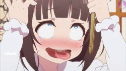  10s 1boy 1girl age_difference ahegao blue_eyes blunt_bangs blush brown_hair hinatsuru_ai implied_sex indoors loli nose_blush open_mouth rolling_eyes ryuuou_no_oshigoto! saliva screencap solo_focus sweat tears third-party_edit tongue tongue_out watermark wavy_mouth  rating:Questionable score:27 user:Super_Kleen