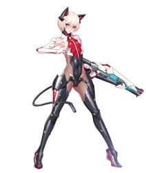  1boy androgynous animal_ears ban!_(bansankan) bodysuit boots cat_ears fake_animal_ears fake_tail femboy_ full_body girly_boy gloves highres holding holding_weapon homare_nao leotard lilith-soft looking_at_viewer nipples short_hair solo tail taimanin_(series) taimanin_rpgx trap weapon white_hair  rating:Sensitive score:43 user:fakyuh