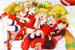 00s 5girls ^_^ android artist_request blonde_hair blue_eyes boots capcom closed_eyes dress flat_chest gloves green_eyes hair_ribbon hat helmet kataiwa_yuri knee_boots long_hair mega_man:_powered_up mega_man_(classic) mega_man_(series) mega_man_battle_network mega_man_battle_network_(series) mega_man_legends_(series) multiple_girls multiple_persona official_art open_mouth pantyhose ponytail red_shorts red_skirt ribbon roll.exe_(mega_man) roll_(mega_man) roll_caskett_(mega_man) shorts skirt smile rating:Sensitive score:47 user:danbooru
