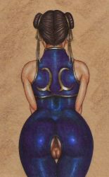    1girl anus ass back bare_shoulders bodysuit brown_hair capcom chun-li crotchless crotchless_clothes double_bun edithemad from_behind no_panties pussy solo street_fighter thigh_gap uncensored  rating:Explicit score:29 user:reqgtre